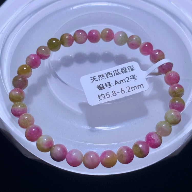 Genuine Natural Grade A Watermelon Tourmaline Bracelet Gifts For Her 6mm