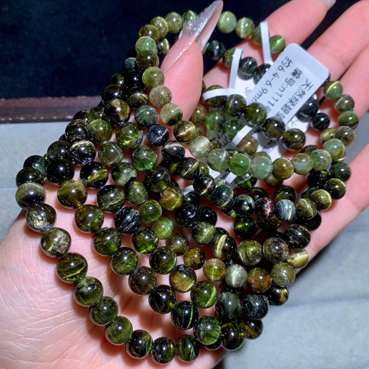 Genuine Natural Grade A Brazilian Cat Eye Tourmaline Bracelet Jewelry Gifts 6-7mm