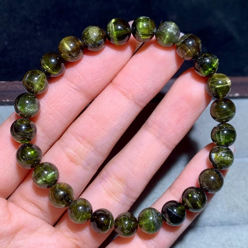 Genuine Natural Grade A Brazilian Cat Eye Tourmaline Bracelet Jewelry Gifts 6-7mm