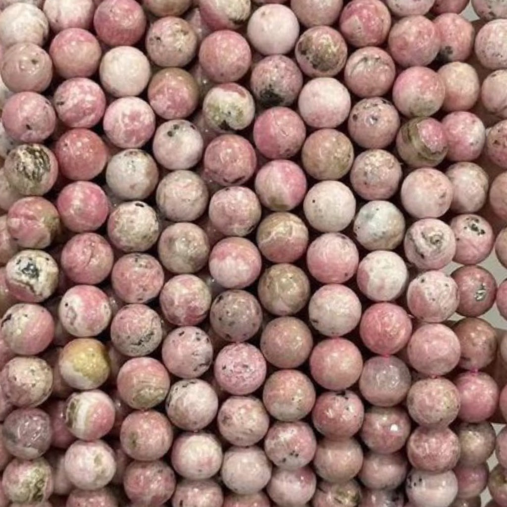 AAA Genuine Natural Peru Pink Rhodonite Gemstone Smooth Round Beads Strand 15"