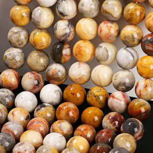 AA Genuine Natural Crazy Lace Agate Gemstone Smooth Round Beads 1 Full Strand 15"
