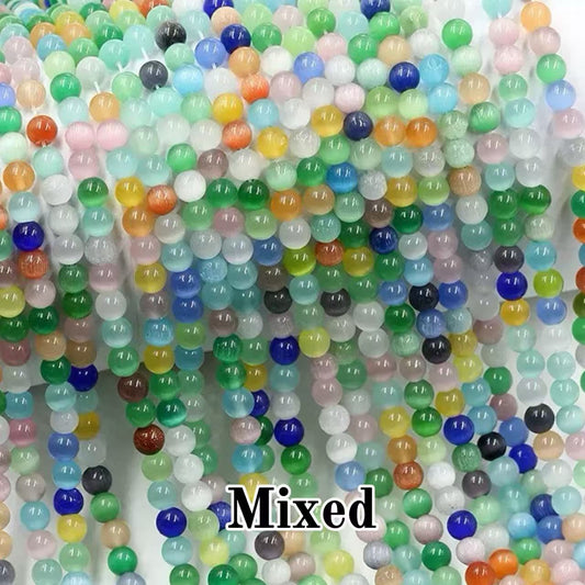 Cat's Eye Round Beads 15" Strand (Mixed Color)