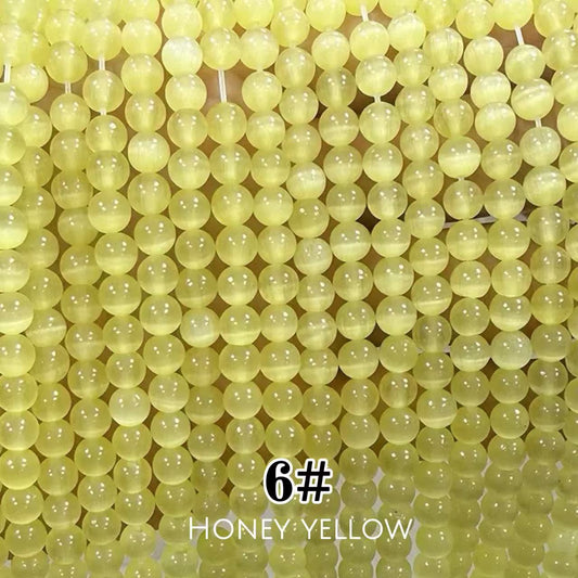 Cat's Eye Round Beads 15" Strand 6# (Honey Yellow)
