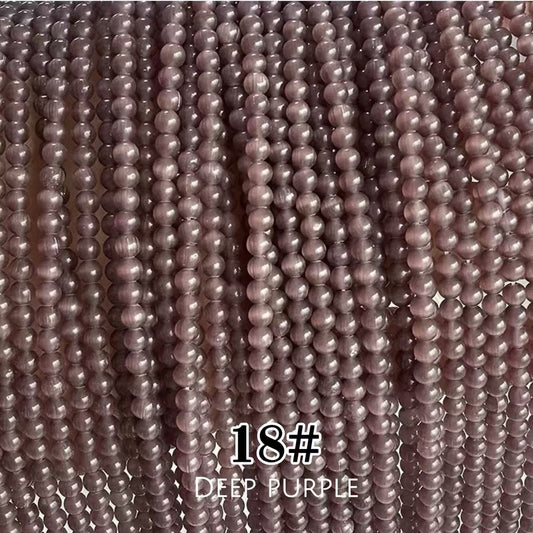 Cat's Eye Round Beads 15" Strand 18# (Deep Purple)