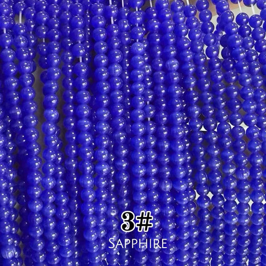 Cat's Eye Round Beads 15" Strand 3# (Sapphire)