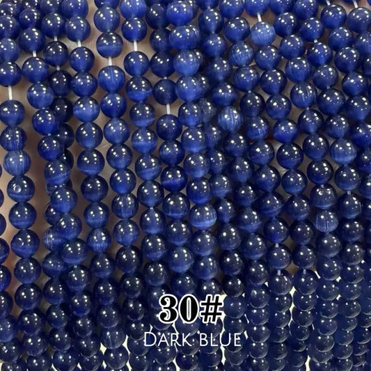 Cat's Eye Round Beads 15" Strand 30# (Dark Blue)