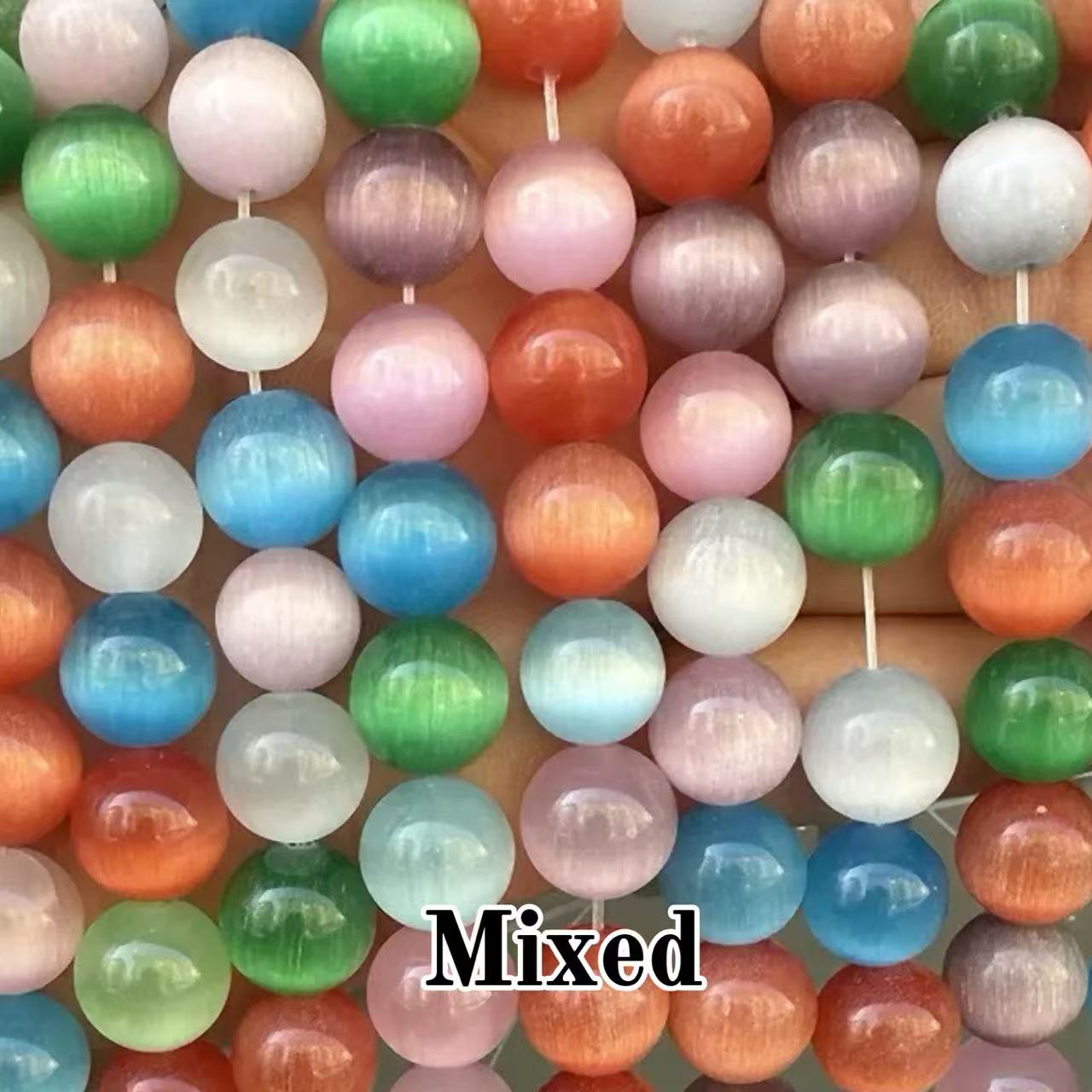 Cat's Eye Round Beads 15" Strand (Mixed Color)