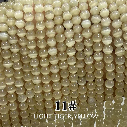 Cat's Eye Round Beads 15" Strand 11# (Light Tiger Yellow)