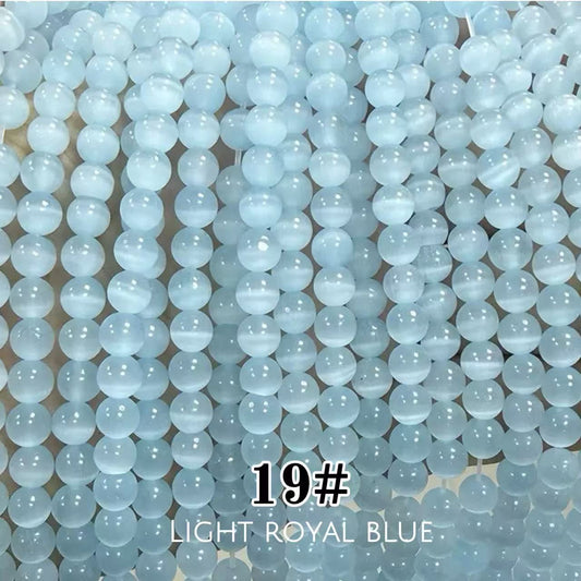 Cat's Eye Round Beads 15" Strand 19# (Light Royal Blue)