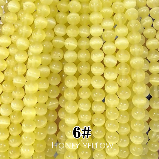 Cat's Eye Round Beads 15" Strand 6# (Honey Yellow)