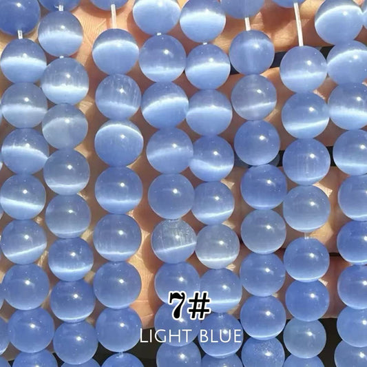 Cat's Eye Round Beads 15" Strand 7# (Light Blue)