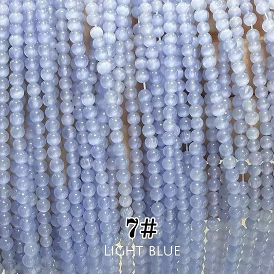Cat's Eye Round Beads 15" Strand 7# (Light Blue)