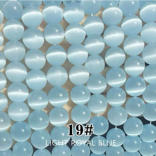 Cat's Eye Round Beads 15" Strand 19# (Light Royal Blue)
