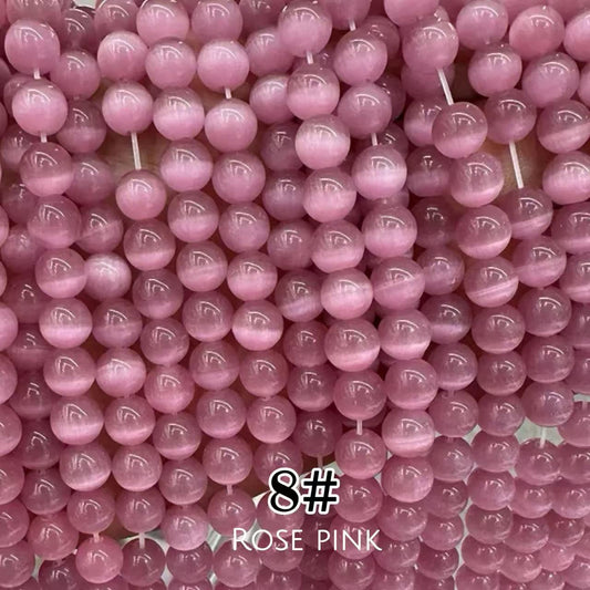 Cat's Eye Round Beads 15" Strand 8# (Rose Pink)