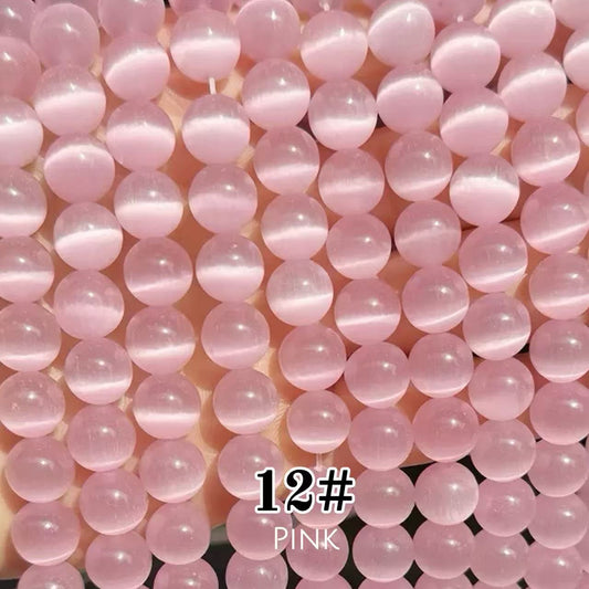 Cat's Eye Round Beads 15" Strand 12# (Pink)