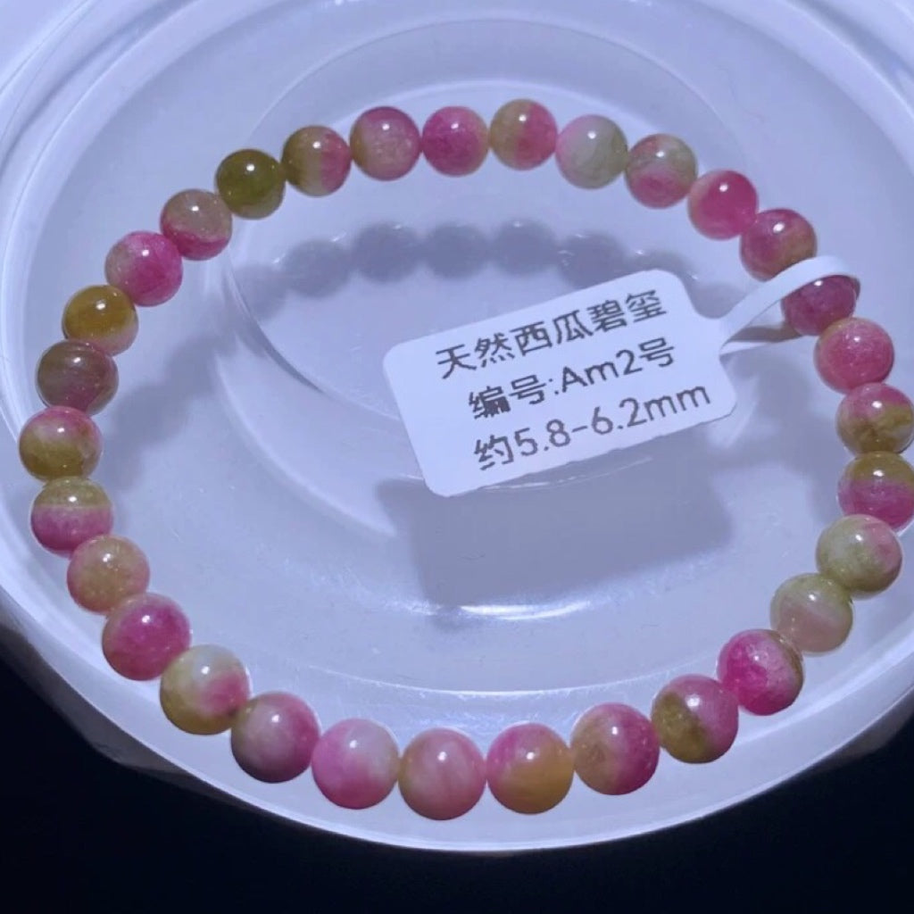 Genuine Natural Grade A Watermelon Tourmaline Bracelet Gifts For Her 6mm