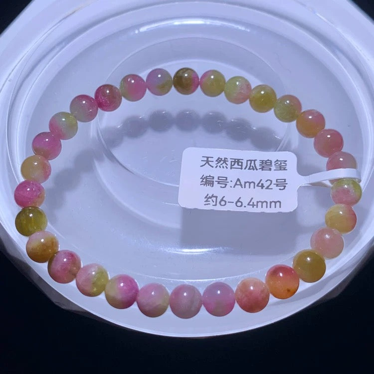 Genuine Natural Grade A Watermelon Tourmaline Bracelet Gifts For Her 6mm