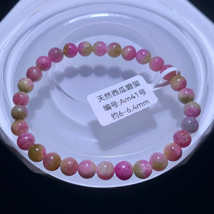 Genuine Natural Grade A Watermelon Tourmaline Bracelet Gifts For Her 6mm