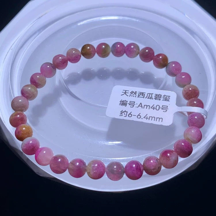 Genuine Natural Grade A Watermelon Tourmaline Bracelet Gifts For Her 6mm