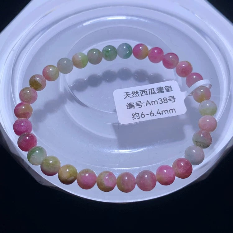 Genuine Natural Grade A Watermelon Tourmaline Bracelet Gifts For Her 6mm