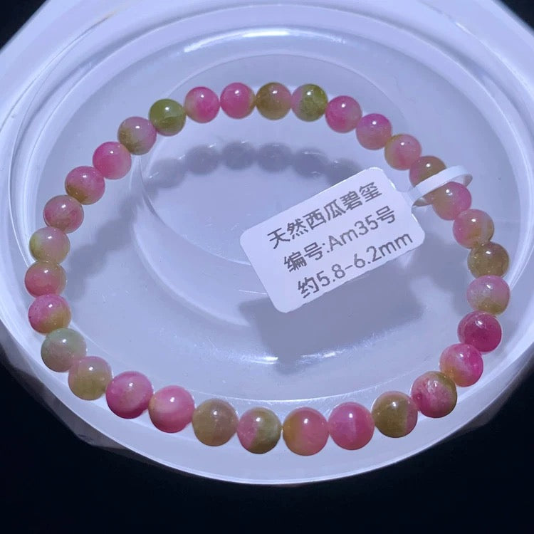 Genuine Natural Grade A Watermelon Tourmaline Bracelet Gifts For Her 6mm