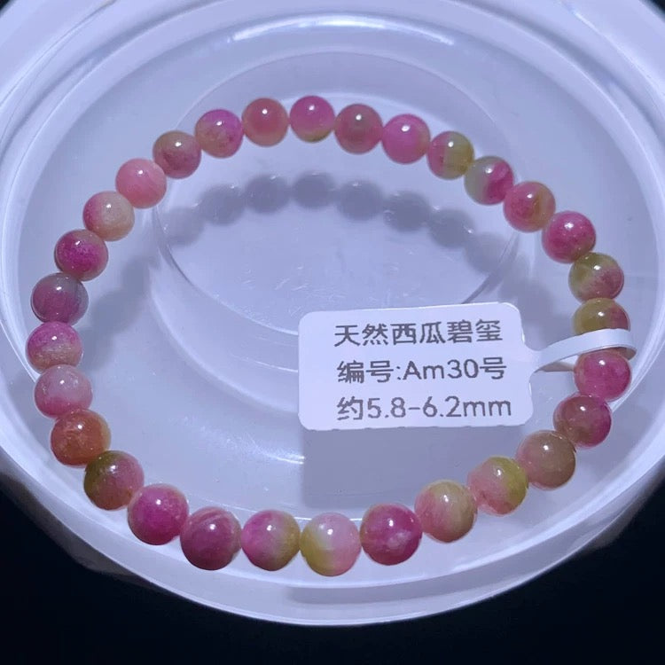 Genuine Natural Grade A Watermelon Tourmaline Bracelet Gifts For Her 6mm