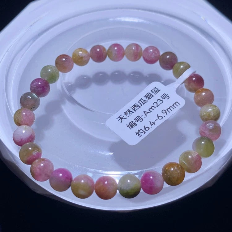 Genuine Natural Grade A Watermelon Tourmaline Bracelet Gifts For Her 6mm