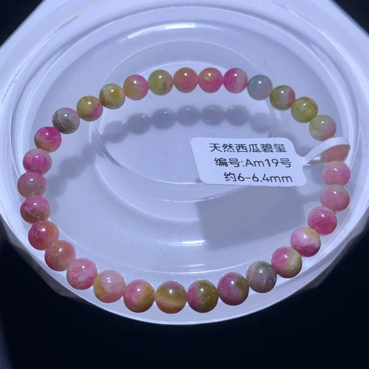 Genuine Natural Grade A Watermelon Tourmaline Bracelet Gifts For Her 6mm