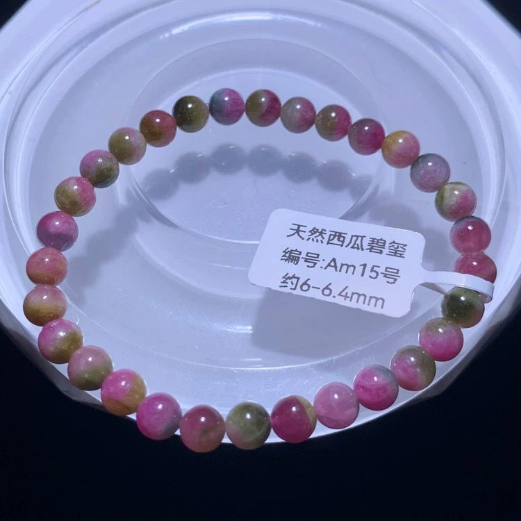 Genuine Natural Grade A Watermelon Tourmaline Bracelet Gifts For Her 6mm