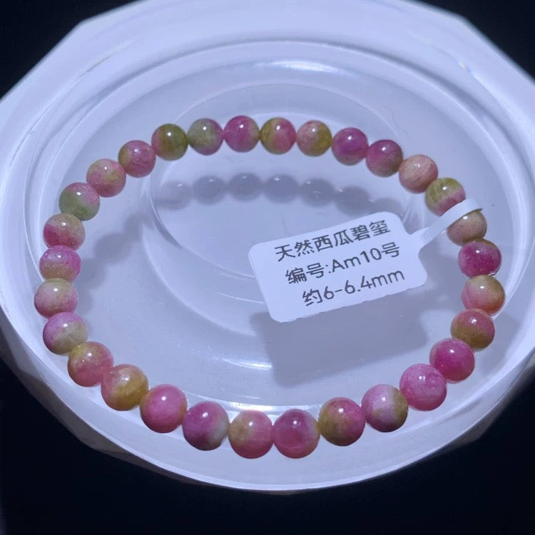 Genuine Natural Grade A Watermelon Tourmaline Bracelet Gifts For Her 6mm