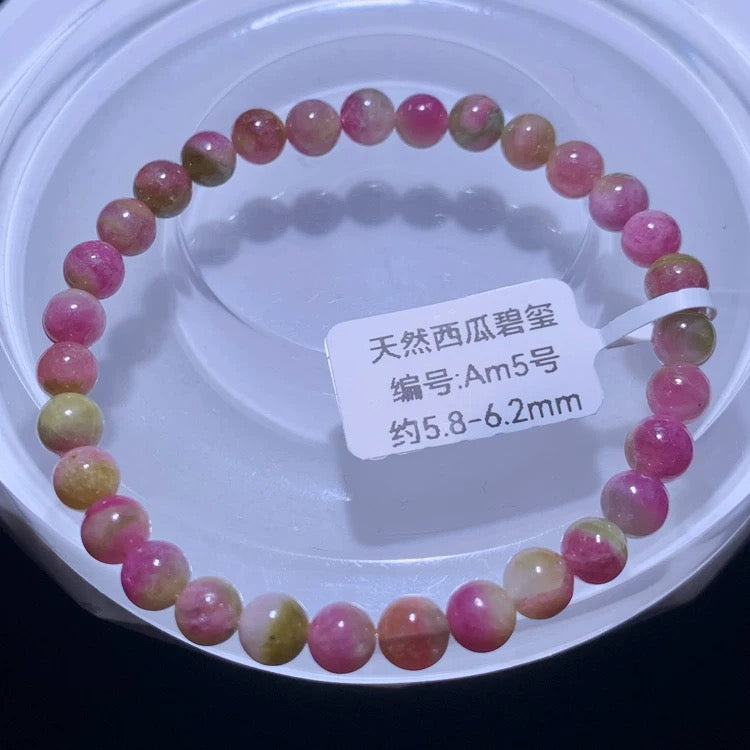 Genuine Natural Grade A Watermelon Tourmaline Bracelet Gifts For Her 6mm