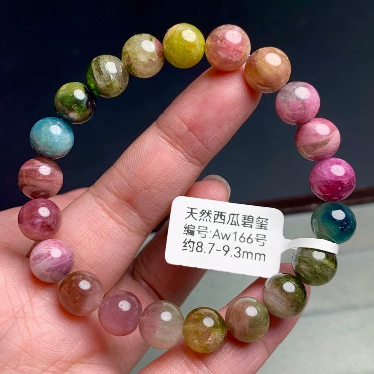 Genuine Natural Grade A Watermelon Tourmaline Bracelet Jewelry Gifts For Her 6mm