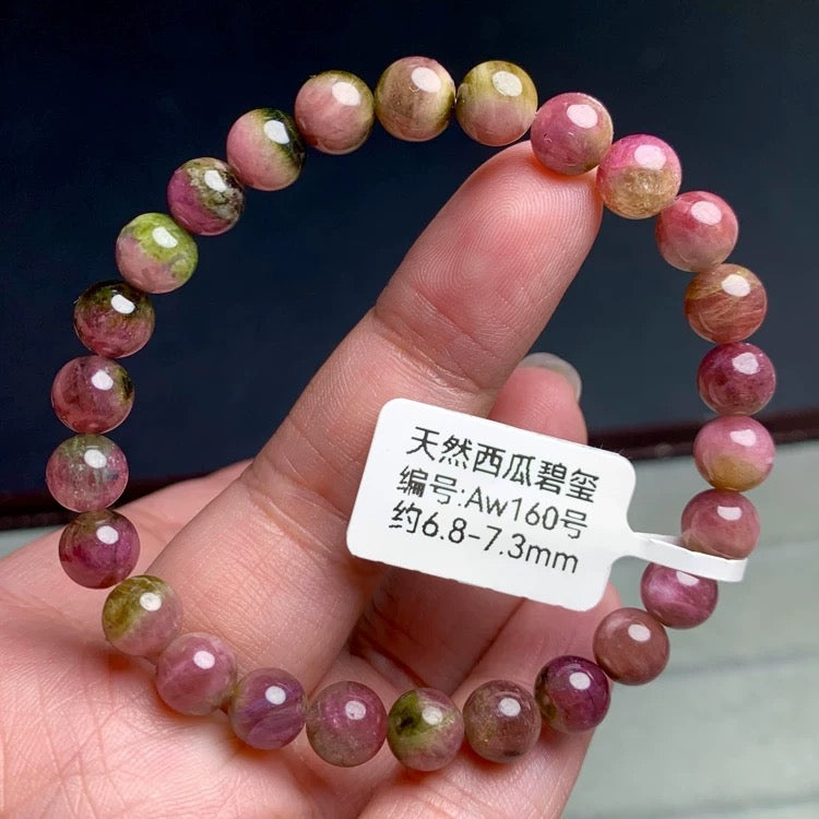 Genuine Natural Grade A Watermelon Tourmaline Bracelet Jewelry Gifts For Her 6mm