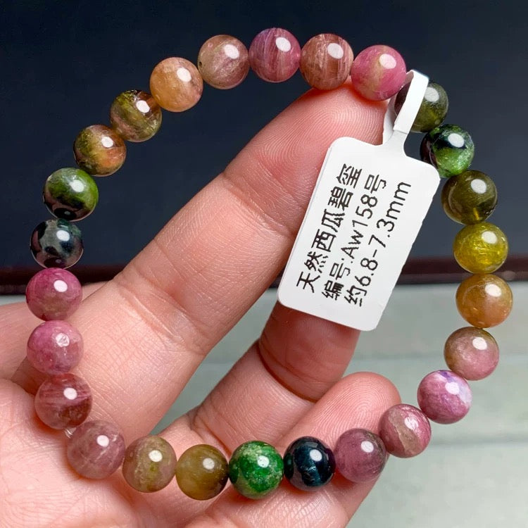 Genuine Natural Grade A Watermelon Tourmaline Bracelet Jewelry Gifts For Her 6mm
