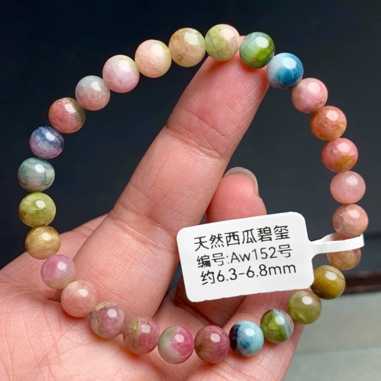 Genuine Natural Grade A Watermelon Tourmaline Bracelet Jewelry Gifts For Her 6mm