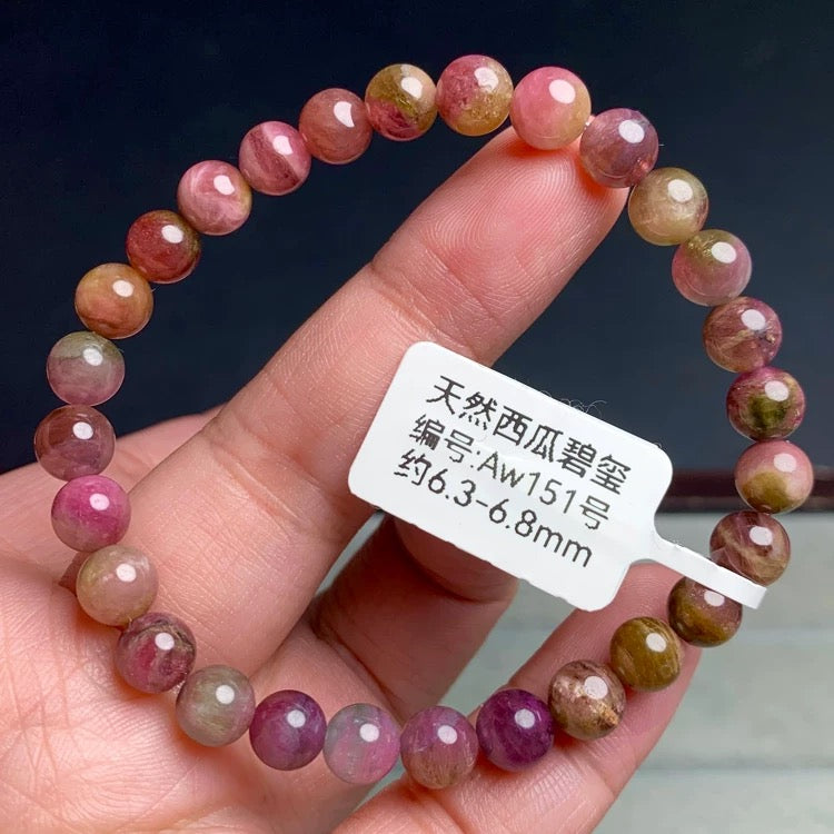 Genuine Natural Grade A Watermelon Tourmaline Bracelet Jewelry Gifts For Her 6mm