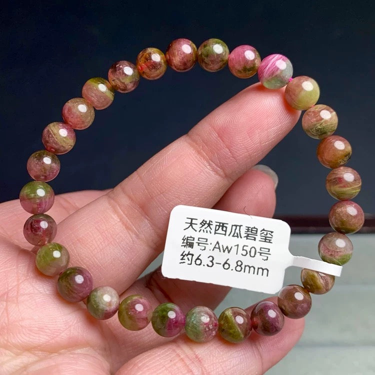 Genuine Natural Grade A Watermelon Tourmaline Bracelet Jewelry Gifts For Her 6mm