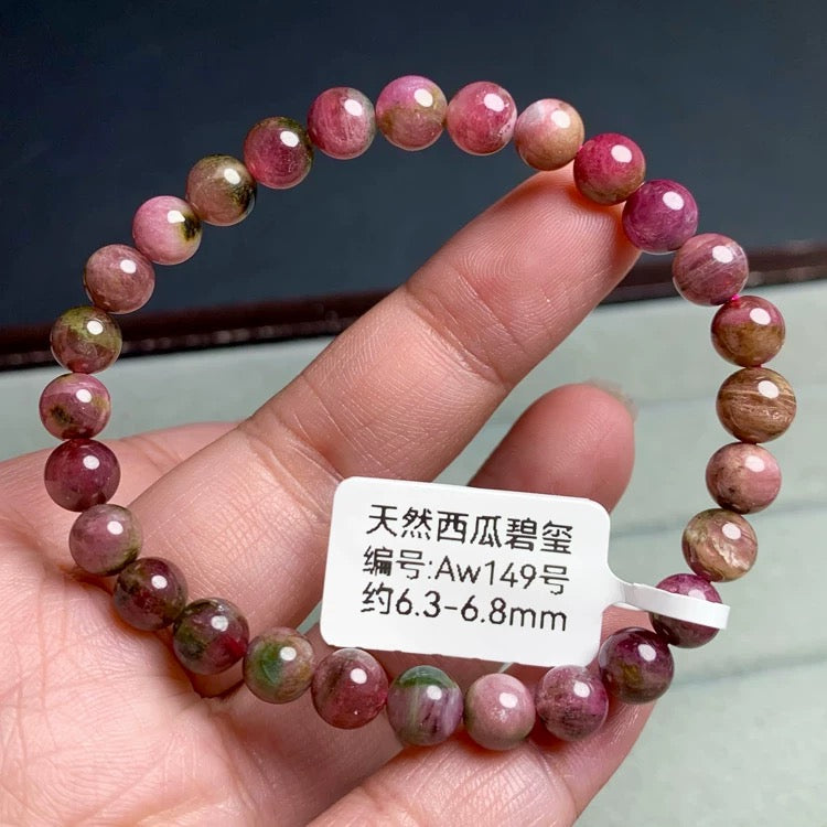 Genuine Natural Grade A Watermelon Tourmaline Bracelet Jewelry Gifts For Her 6mm