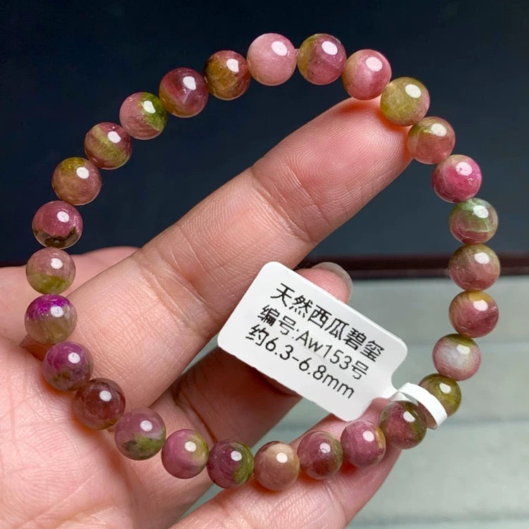 Genuine Natural Grade A Watermelon Tourmaline Bracelet Jewelry Gifts For Her 6mm