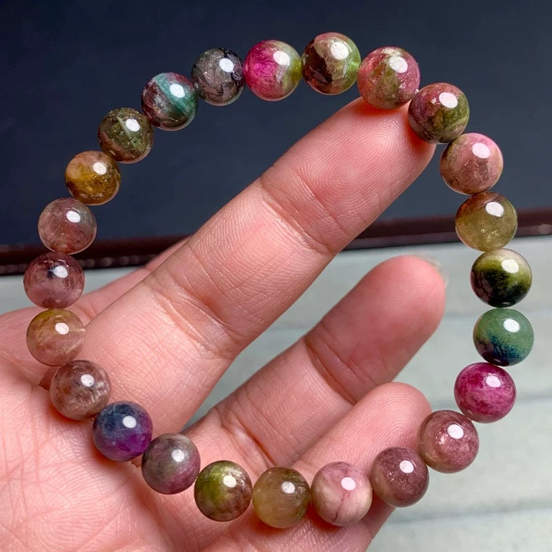 Genuine Natural Grade A Watermelon Tourmaline Bracelet Jewelry Gifts For Her 6mm