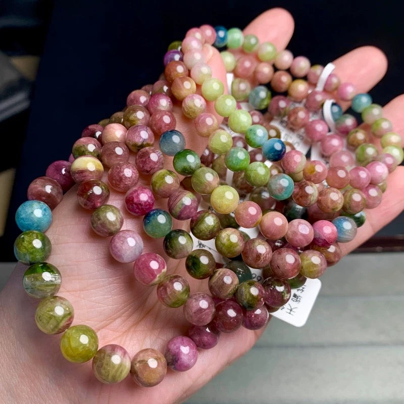 Genuine Natural Grade A Watermelon Tourmaline Bracelet Jewelry Gifts For Her 6mm