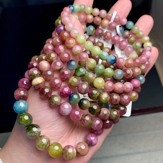 Genuine Natural Grade A Watermelon Tourmaline Bracelet Jewelry Gifts For Her 6mm
