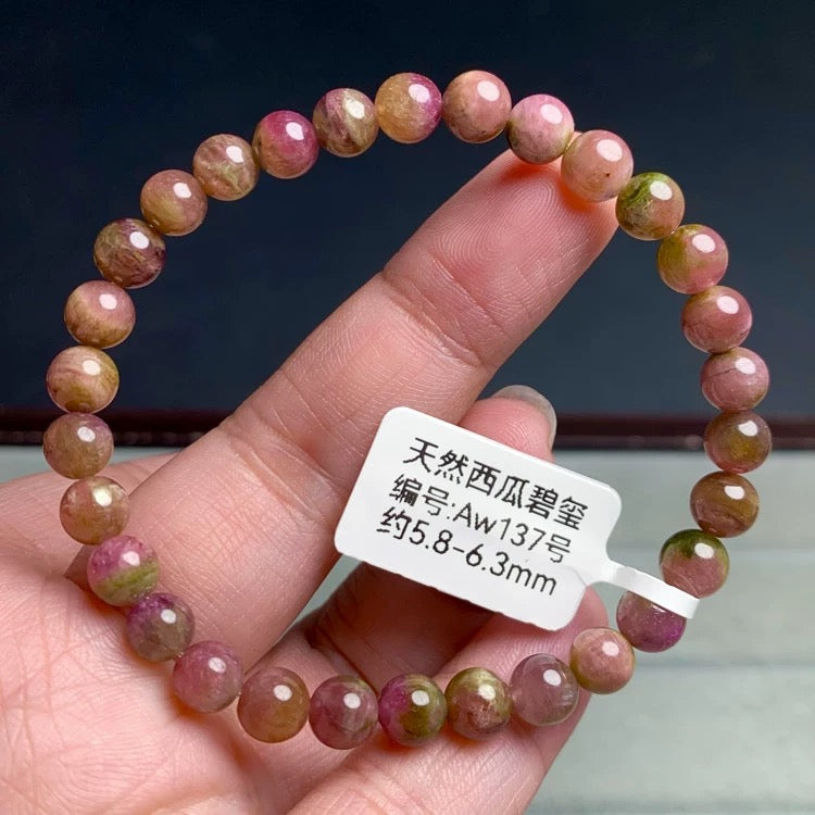 Genuine Natural Grade A Watermelon Tourmaline Bracelet Jewelry Gifts For Her 6mm