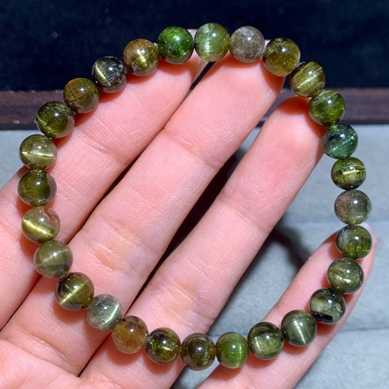 Genuine Natural Grade A Brazilian Cat Eye Tourmaline Bracelet Jewelry Gifts 6-7mm