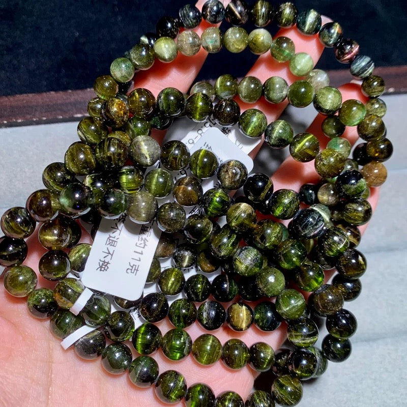 Genuine Natural Grade A Brazilian Cat Eye Tourmaline Bracelet Jewelry Gifts 6-7mm