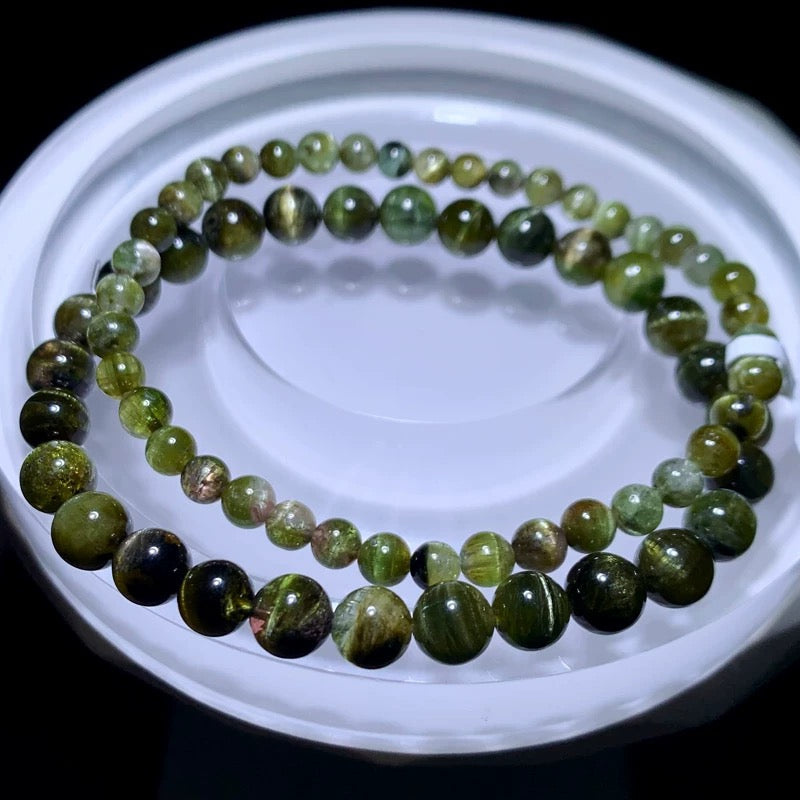 Genuine Natural Grade A Brazilian Cat Eye Tourmaline Bracelet Jewelry Gifts 4mm 6mm