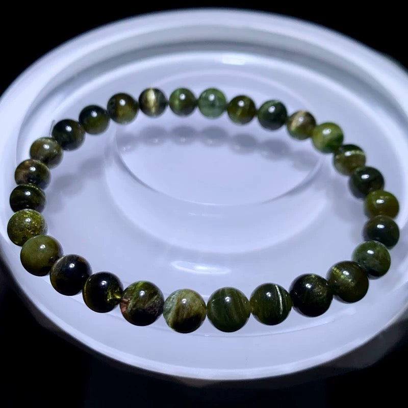 Genuine Natural Grade A Brazilian Cat Eye Tourmaline Bracelet Jewelry Gifts 4mm 6mm