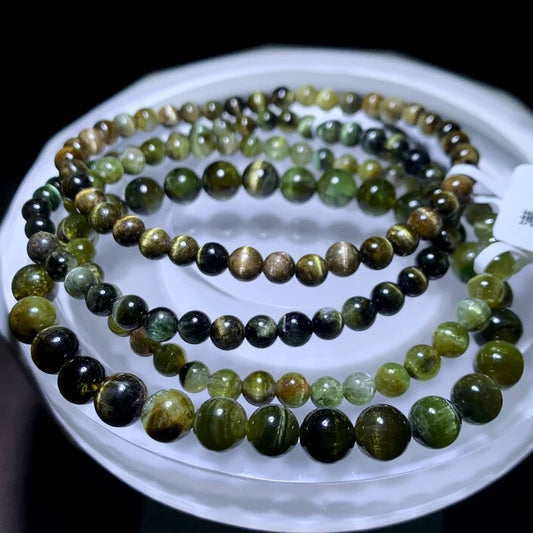 Genuine Natural Grade A Brazilian Cat Eye Tourmaline Bracelet Jewelry Gifts 4mm 6mm