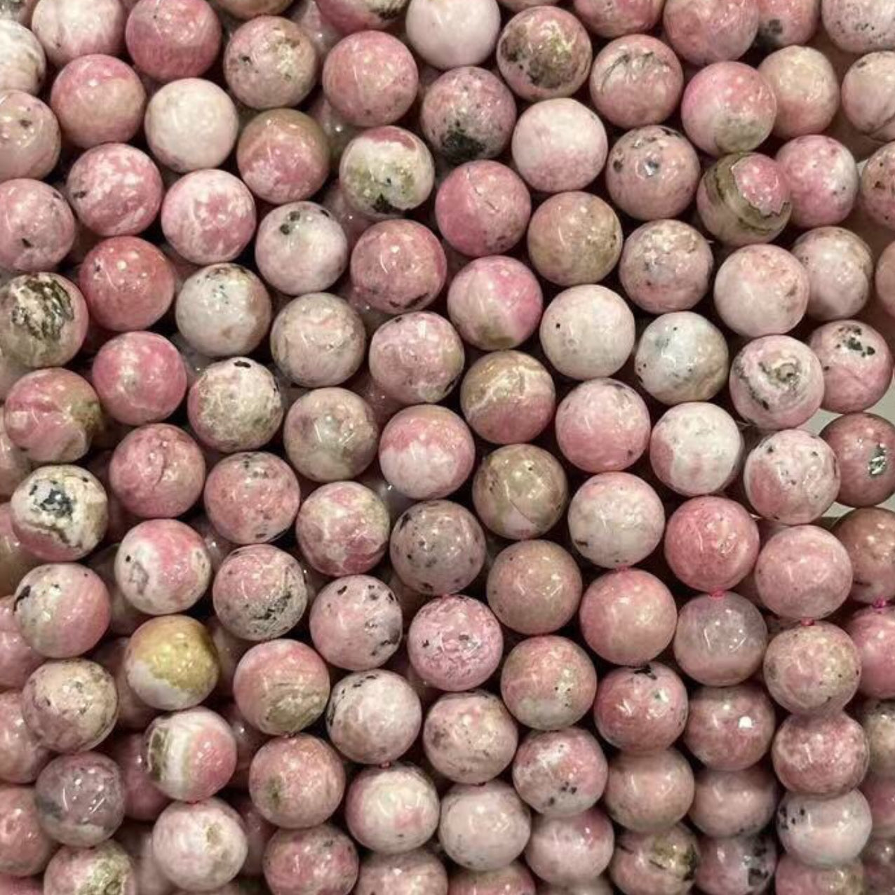 AAA Genuine Natural Peru Pink Rhodonite Gemstone Smooth Round Beads Strand 15"
