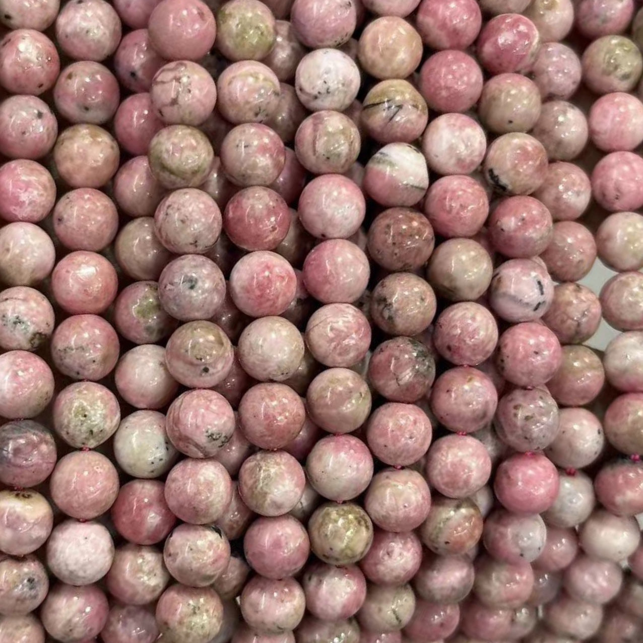 AAA Genuine Natural Peru Pink Rhodonite Gemstone Smooth Round Beads Strand 15"